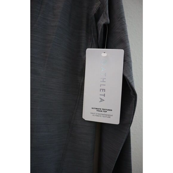 Athleta Women's Sz Large Gray Heather Ultimate Textured L/S Train Top - Picture 5 of 11